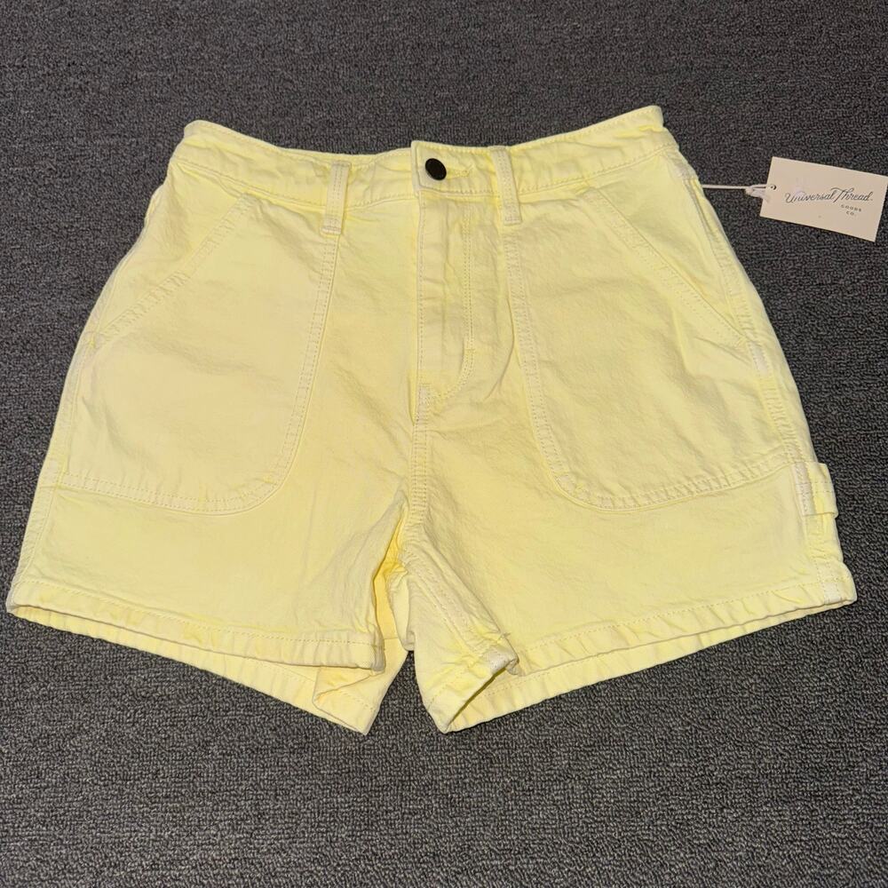 Universal Thread High-Rise Carpenter Shorts Yellow Lime Women's Size 2 NEW NWT